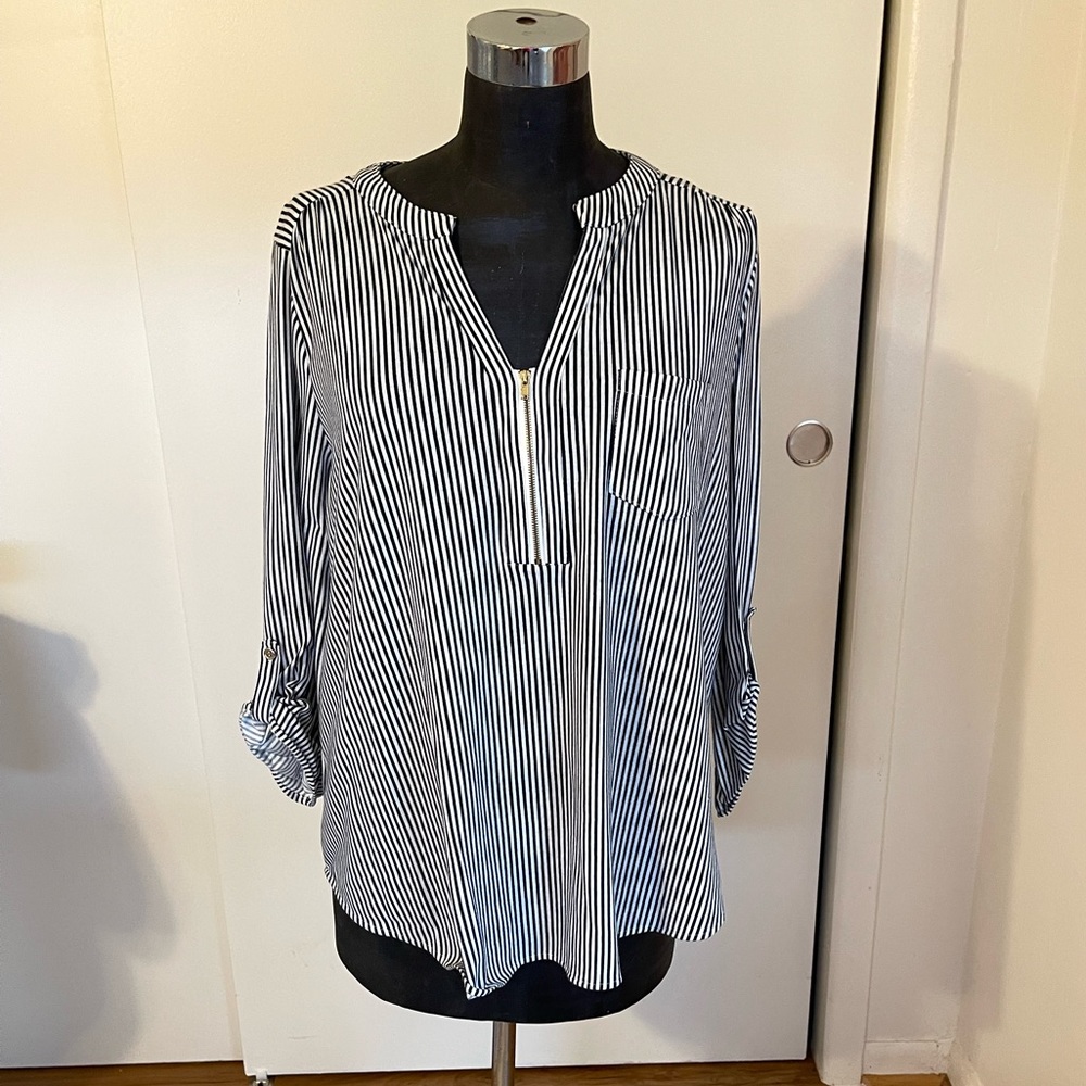 Always Indigo blouse Blue Stripes 2XL